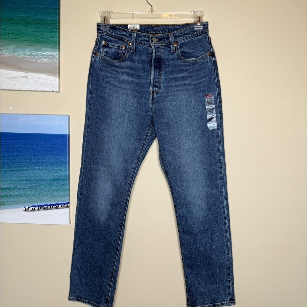levi's original fit 501 standard medium blue wash jeans - Picture 2 of 5